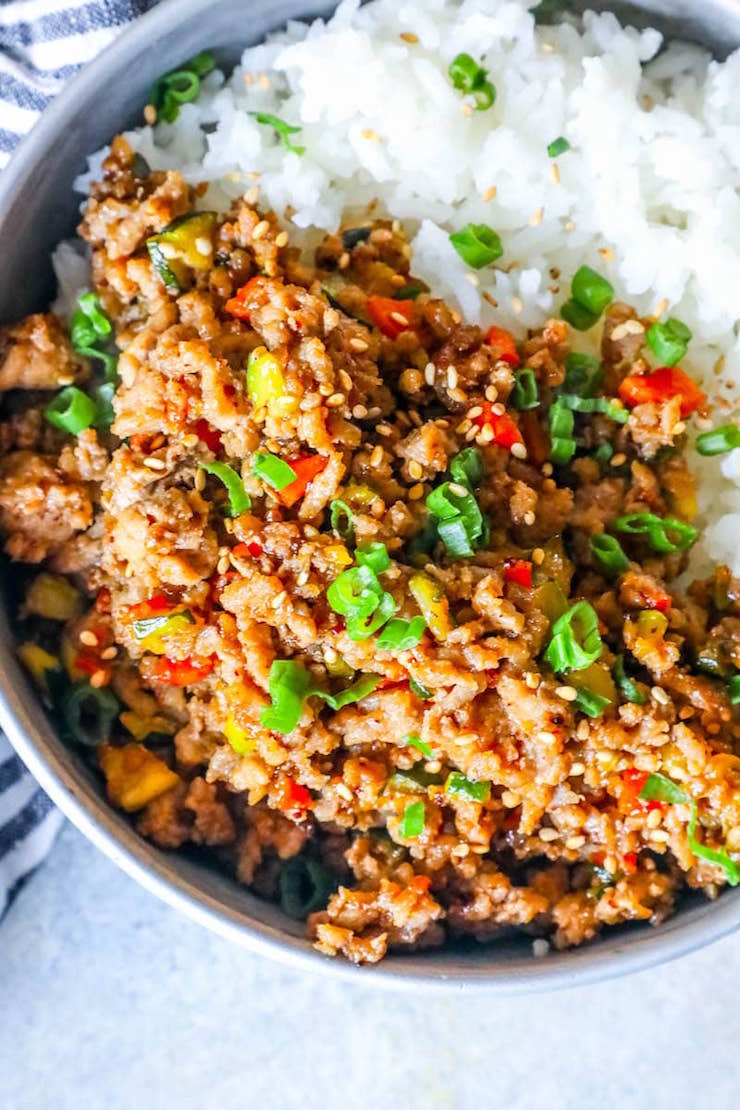 Easy Mongolian Turkey and Rice Bowls
