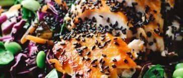 Asian Sesame Salad with Sriracha Salmon