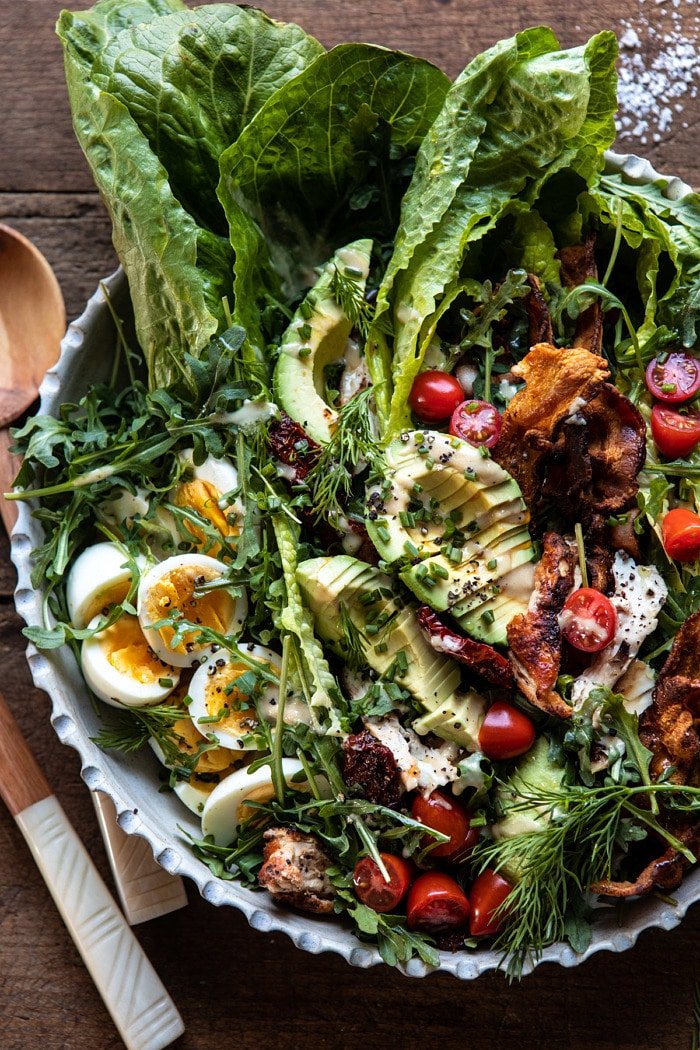 Sun-Dried Tomato Chicken And Avocado Cobb Salad With Tahini Ranch