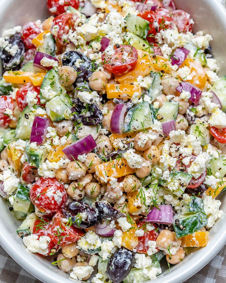 Greek Chickpea Salad + Tzatziki Dressing