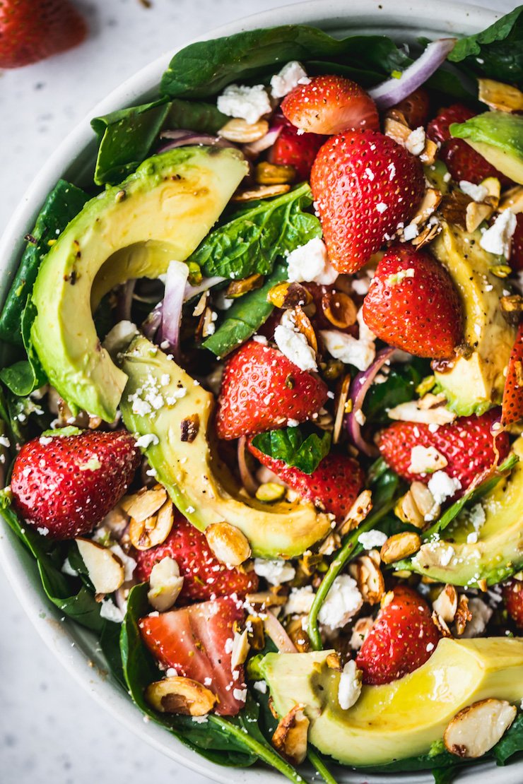 Summer Strawberry Spinach Salad with Avocado
