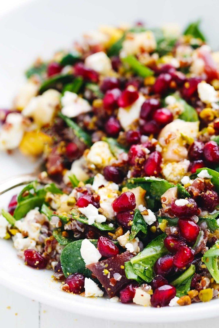 winter rainbow quinoa salad