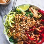 Thai Peanut Chicken Zucchini Noodle Bowl