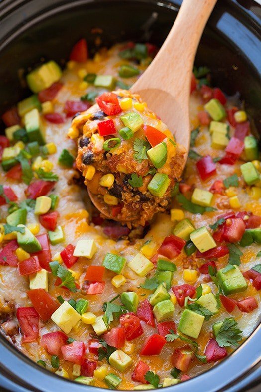 Slow Cooker Enchilada Quinoa Bake