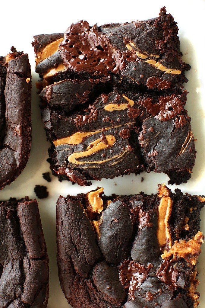 Vegan Gluten Free Peanut Butter Swirl Brownies