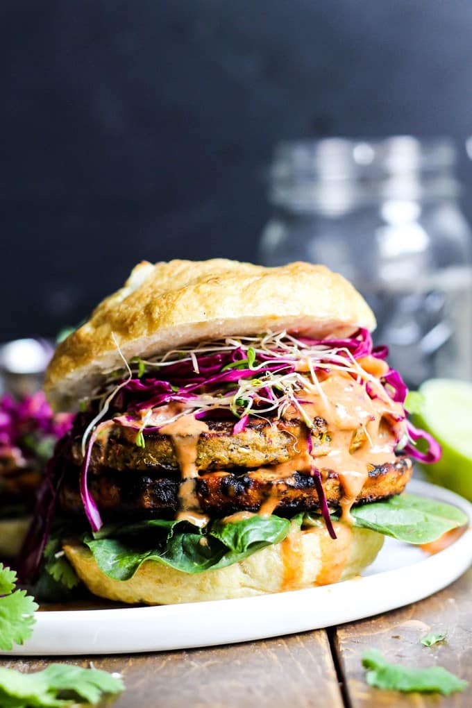 Asian Vegan Burger With Mango Cabbage Slaw