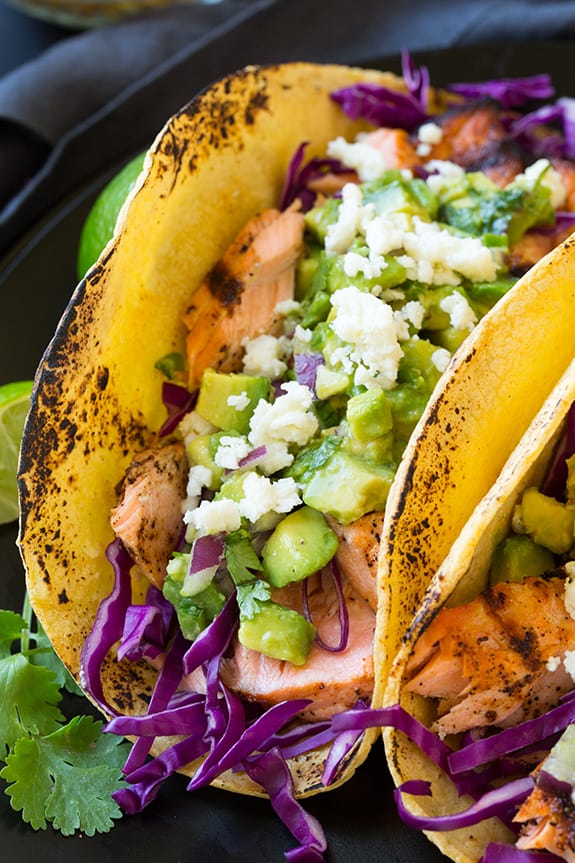 Salmon Taco With Avocado Salsa