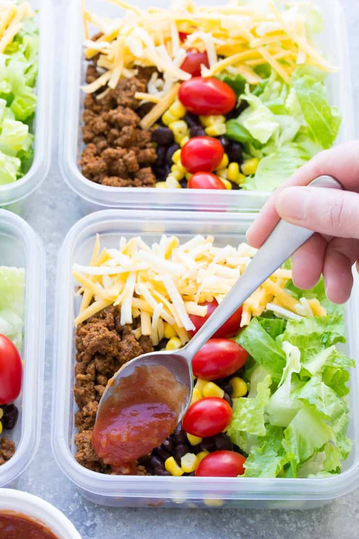 Meal Prep Taco Salad Lunch Bowls - Meal Prep Ideas