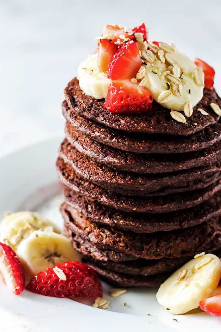 Chocolate Banana Oatmeal Pancakes