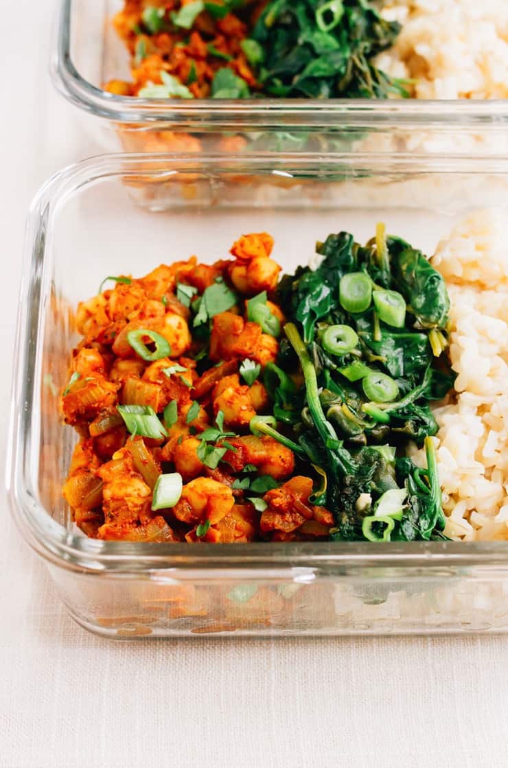 Curried Chickpea Bowls with Garlicky Spinach - Meal Prep Ideas
