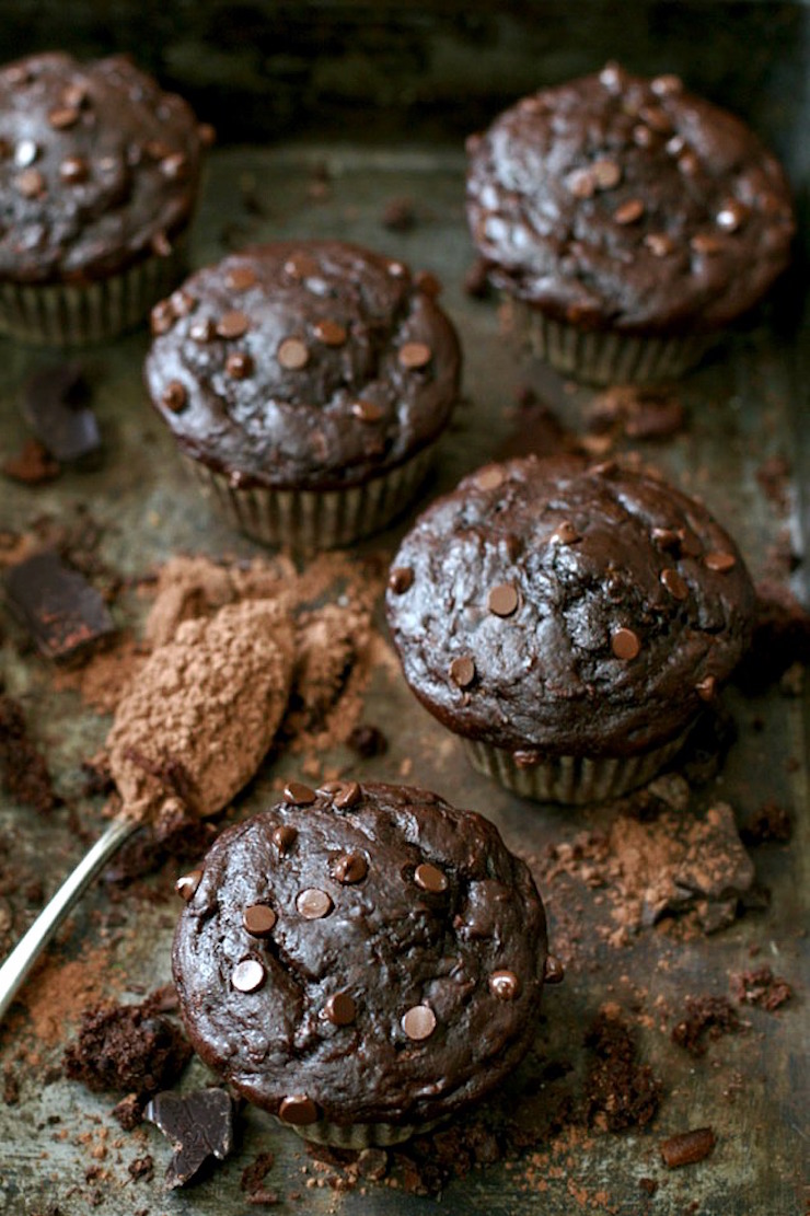 Healthy Double Chocolate Zucchini Muffins