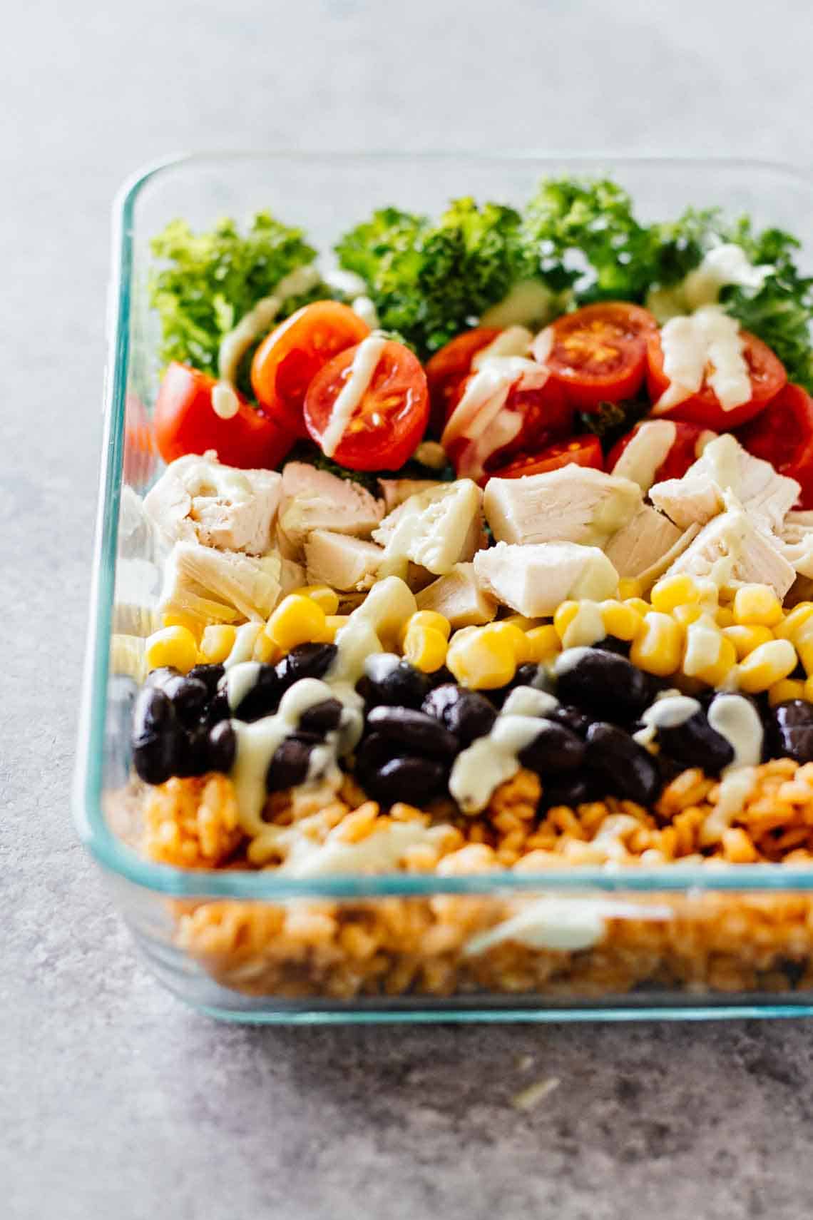 Meal Prep Southwest Chicken Burrito Bowls