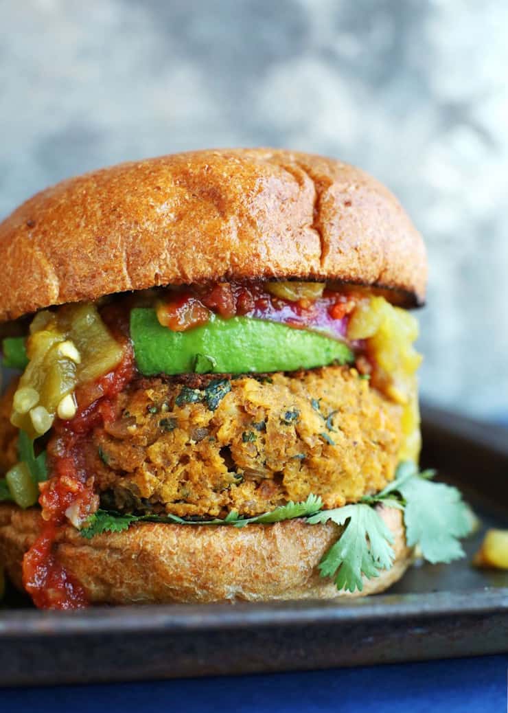 Mexican Green Chili Veggie Burgers