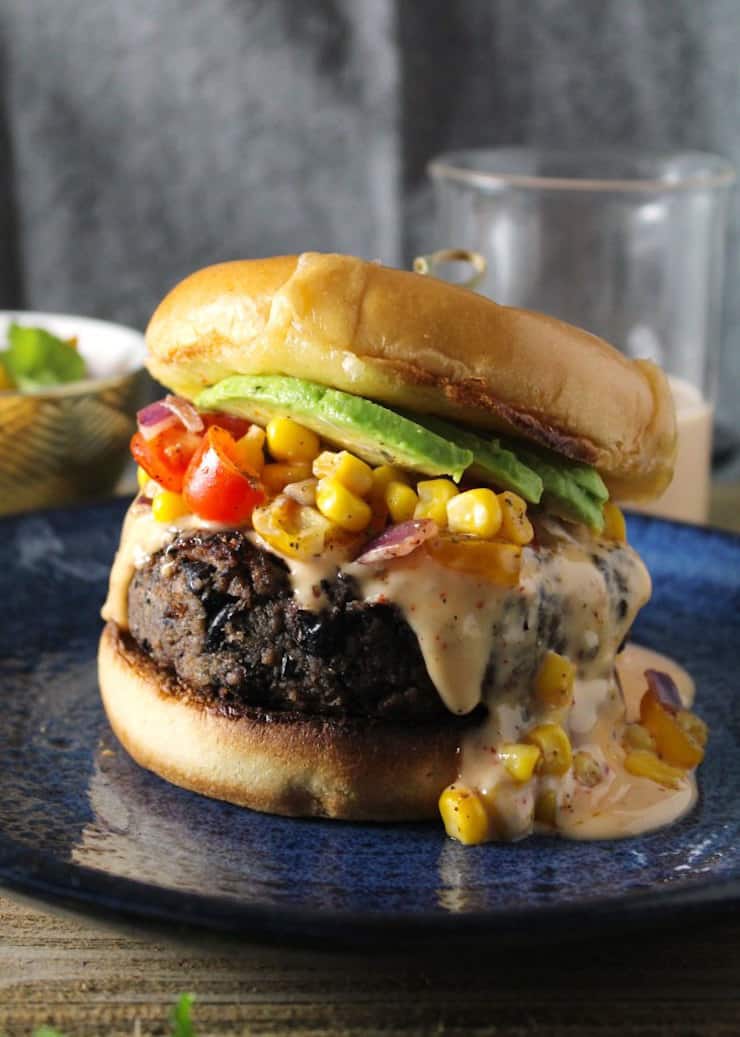 Southwest Black Bean Burger With Sweet Chili Mayo