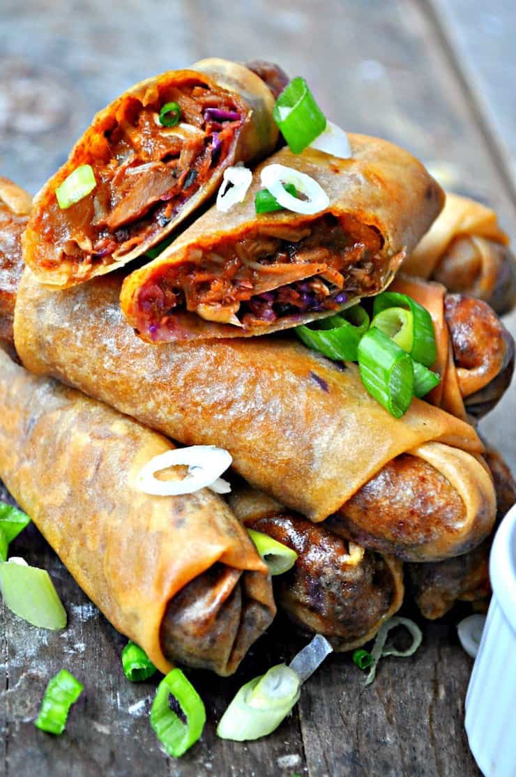 Vegan Southern BBQ Jackfruit Spring Rolls