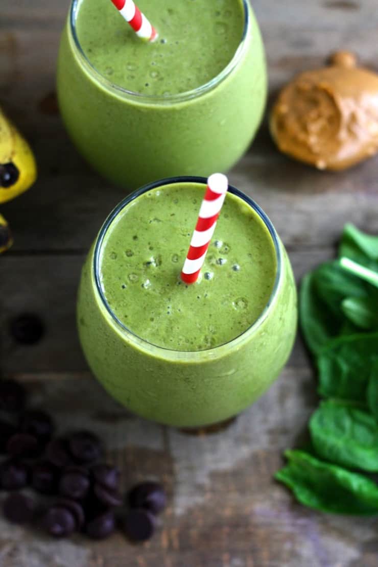Chocolate Peanut Butter Banana Green Smoothie