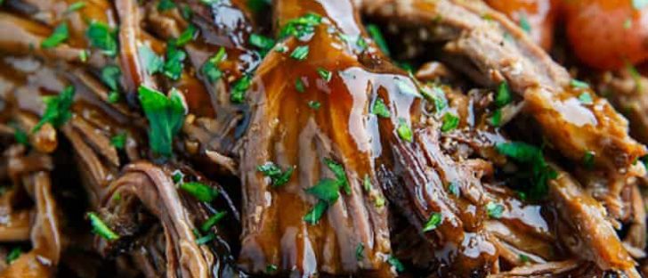 Slow Cooker Balsamic Glazed Roast Beef
