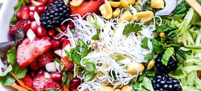 Vietnamese Rice Noodle Salad Bowls With Berries