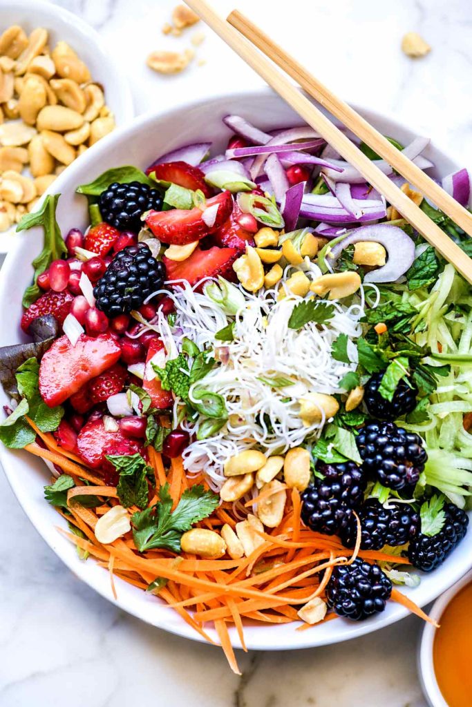 Vietnamese Rice Noodle Salad Bowls With Berries