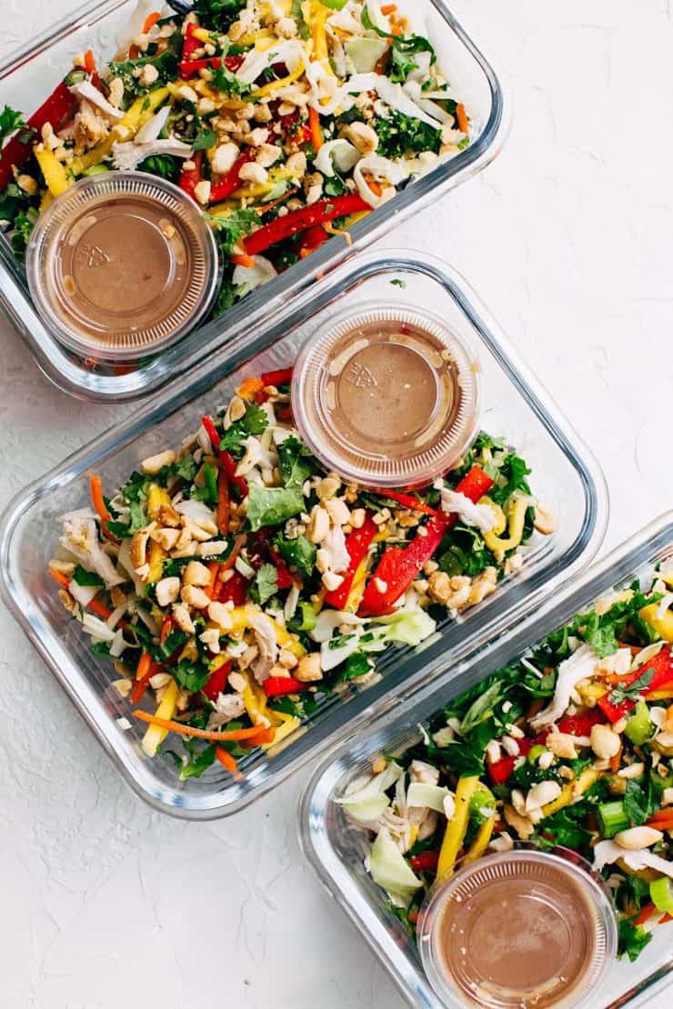 Chopped Thai Chicken Salad with Skinny Peanut Dressing