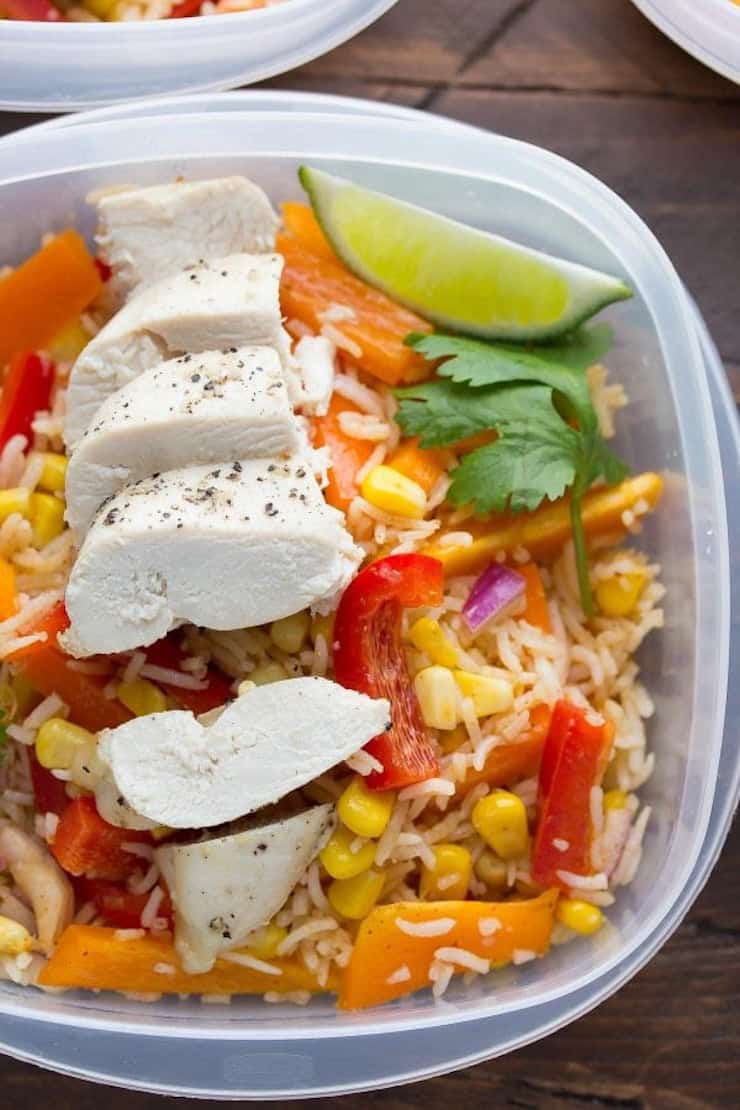 Make Ahead Chicken Fajita Lunch Bowls - Meal Prep Ideas