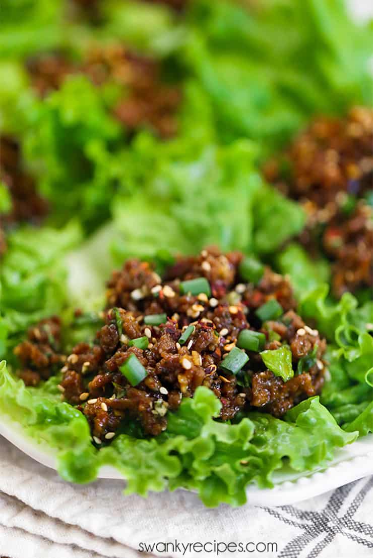 Asian Garlic Sesame Chicken Lettuce Cups