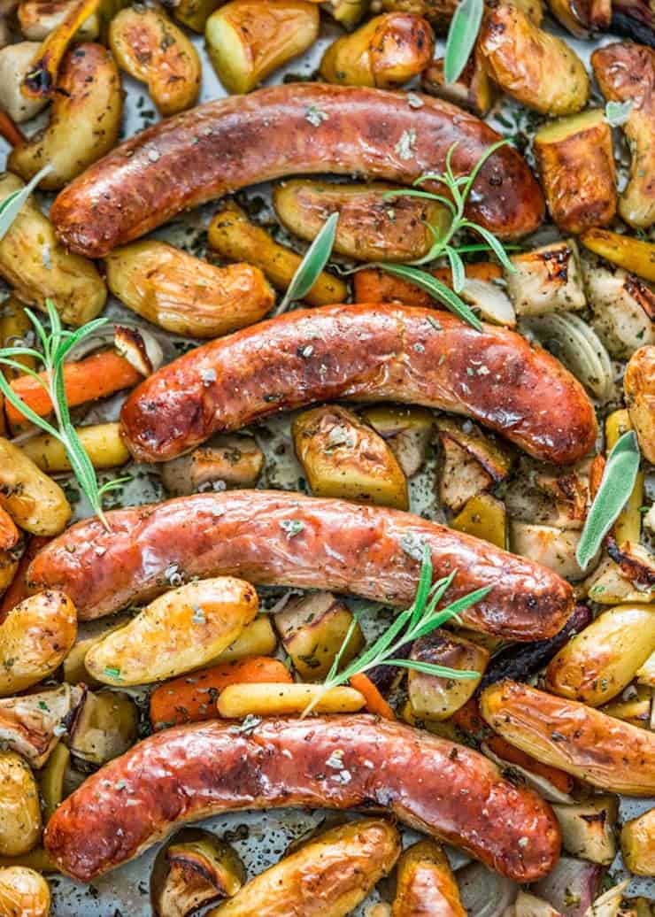One Pan Meals - Baked Sausages With Apples