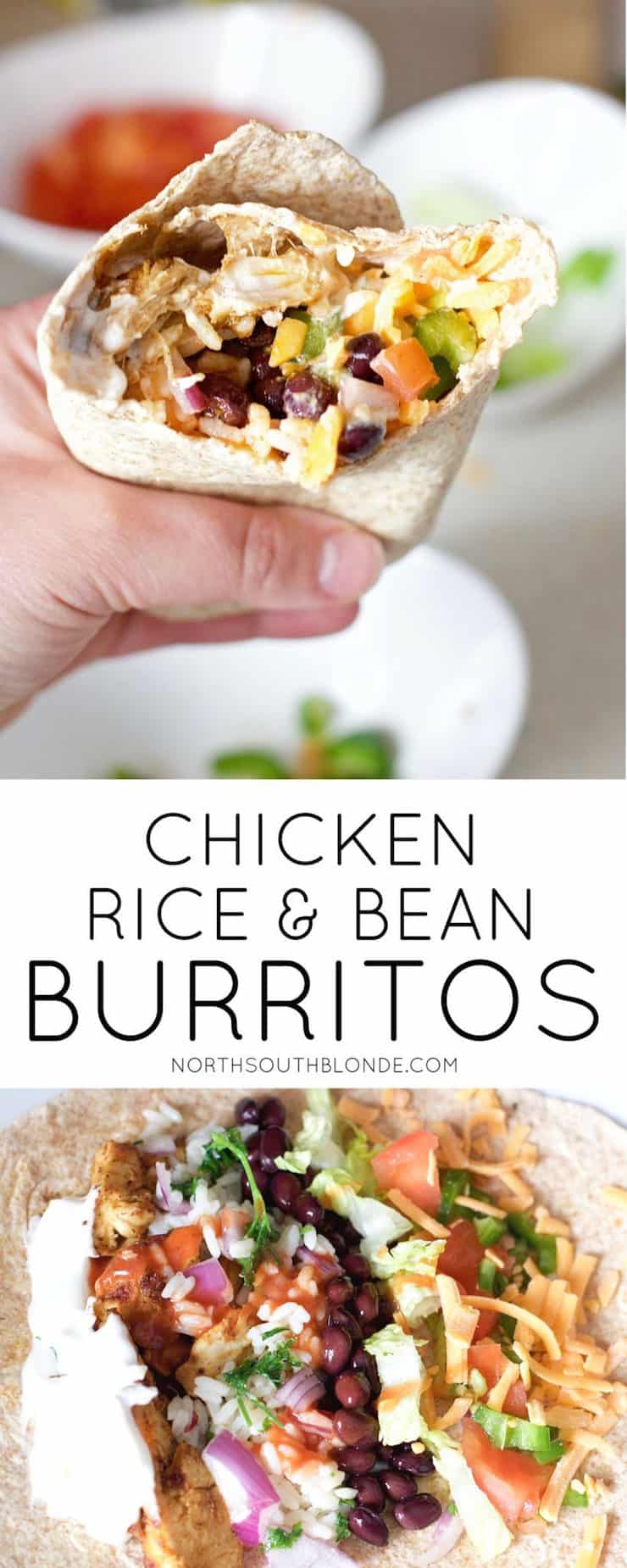 Rice burritos with chicken and black beans