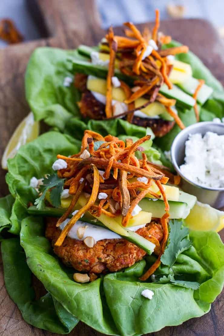 Curried Salmon Burger Lettuce Wraps