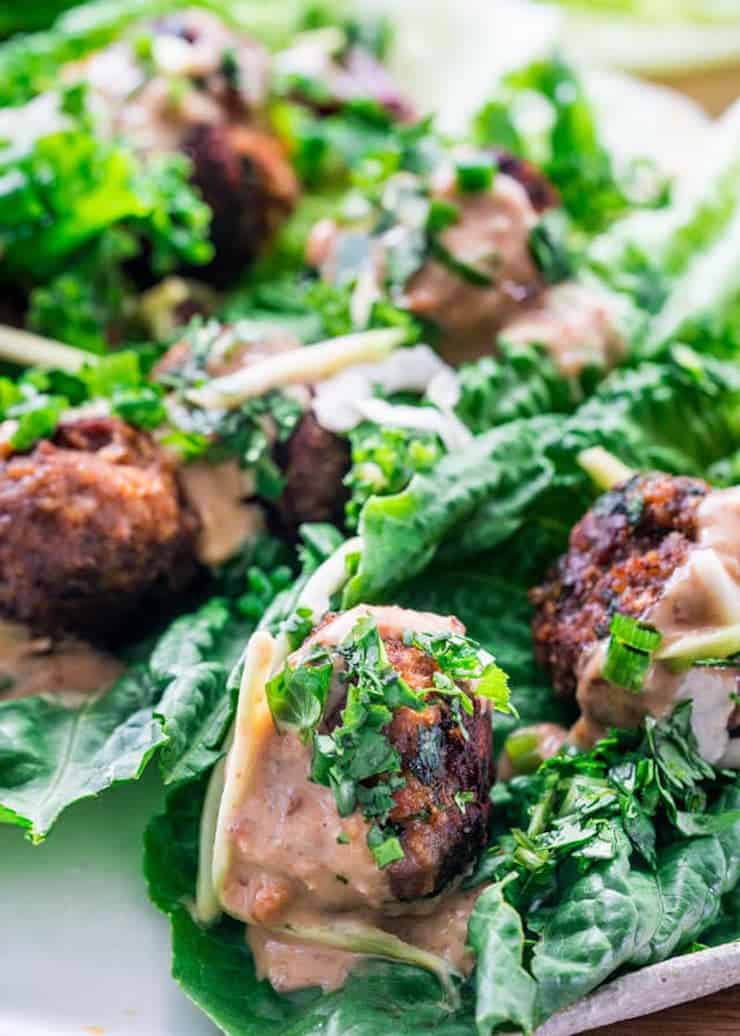 Thai Meatballs Lettuce Wraps