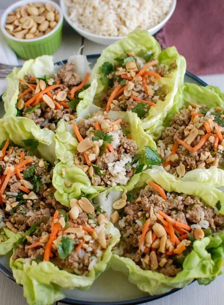 Thai Turkey Brown Rice Lettuce Wraps