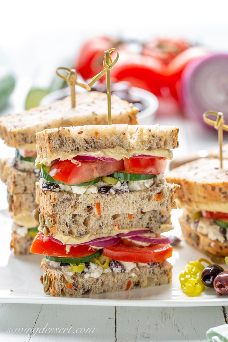 Greek Salad Hummus Sandwich