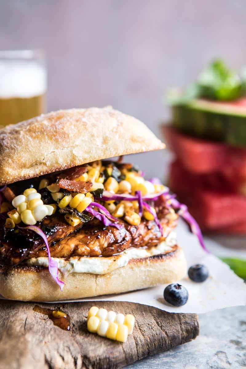 Spicy Maple Grilled Chicken Sandwich With Smoky Bacon Corn