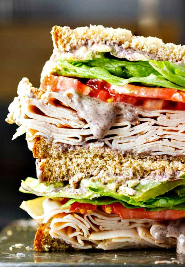 Healthy Turkey Sandwich With Black Bean Spread