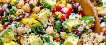 Quinoa Salad With Chickpeas, Black Beans, Mango And Avocado