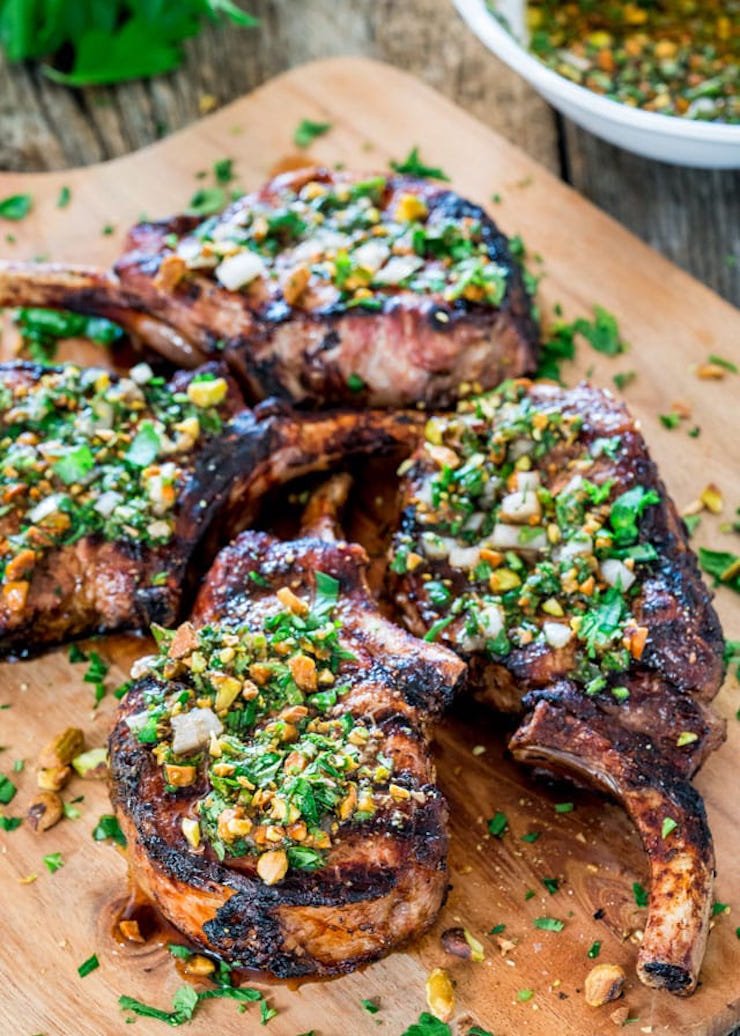 Pork Chops with Pistachio Salmuera