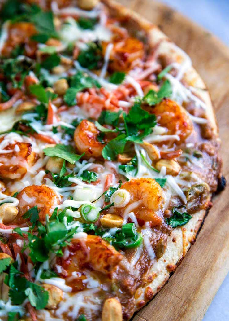 Amazing Thai Shrimp Pizza - Healthy Pizza Recipes