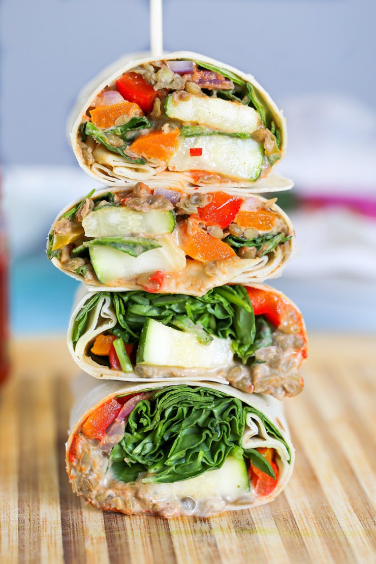 Mashed Lentil Wrap With Veggies