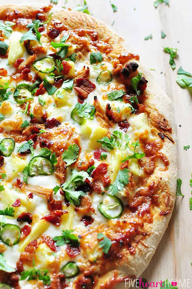 Pineapple Pulled Pork Pizza With Bacon, Jalapeños & Cilantro