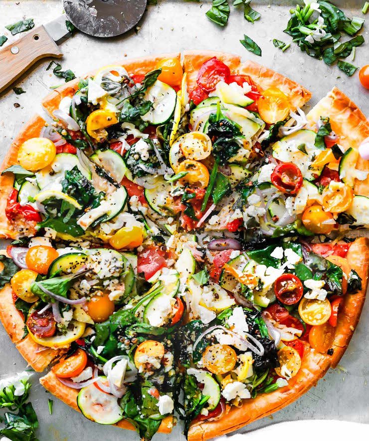 Veggie Lovers Flatbread Pizza (GF) - Healthy Pizza Recipes