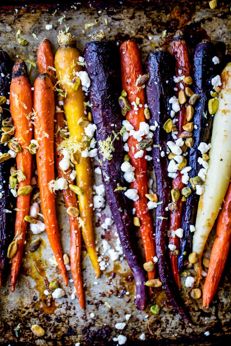 Maple Glazed Carrots with Goat Cheese & Pistachios