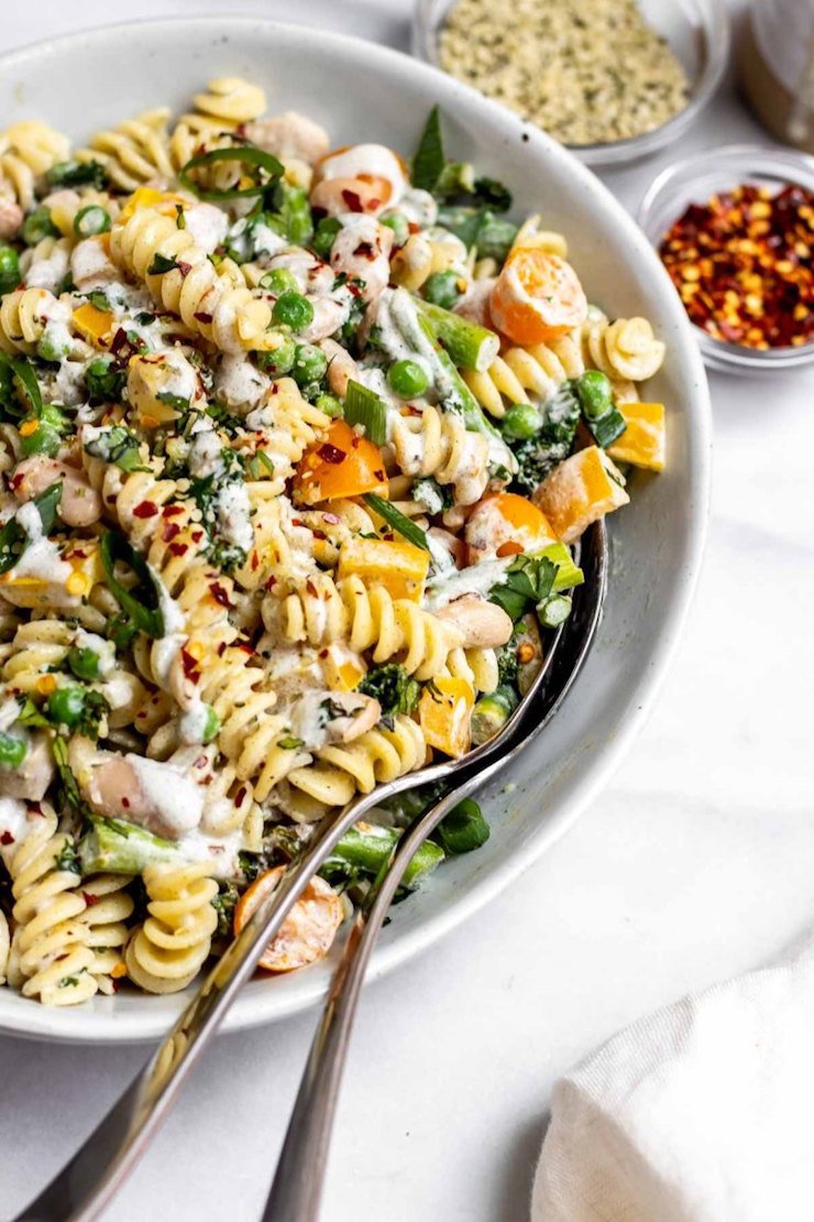 Vegan Pasta Salad With Creamy Lemon Dressing