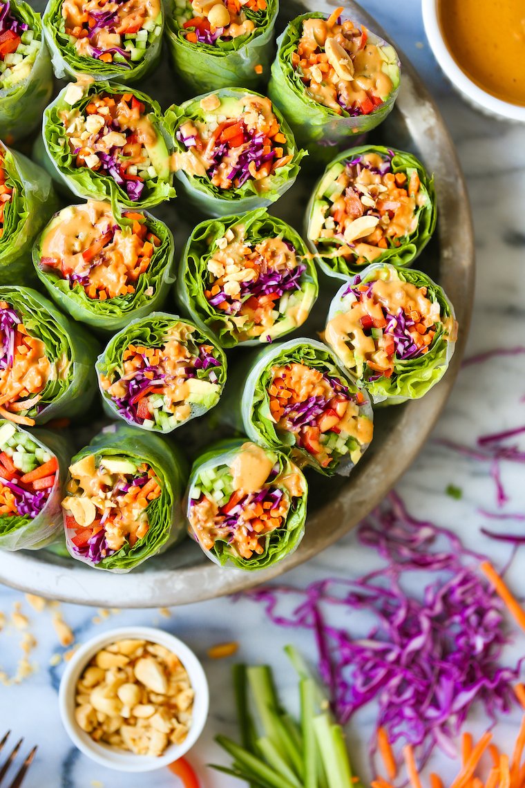 Vegetable Spring Rolls With Peanut Sauce