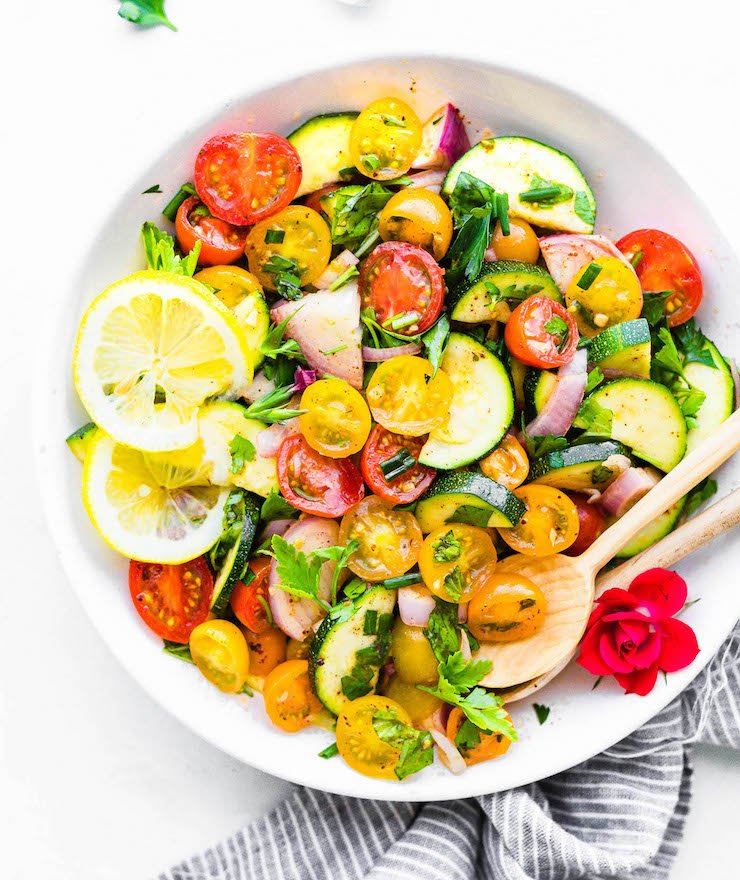 Three Herb Tomato Zucchini Salad