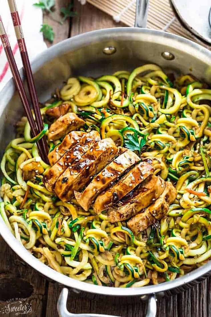 Zucchini Noodles with Teriyaki Chicken