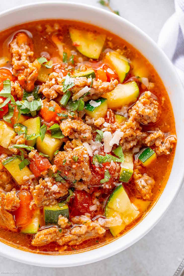 Zucchini Tomato Italian Sausage Soup