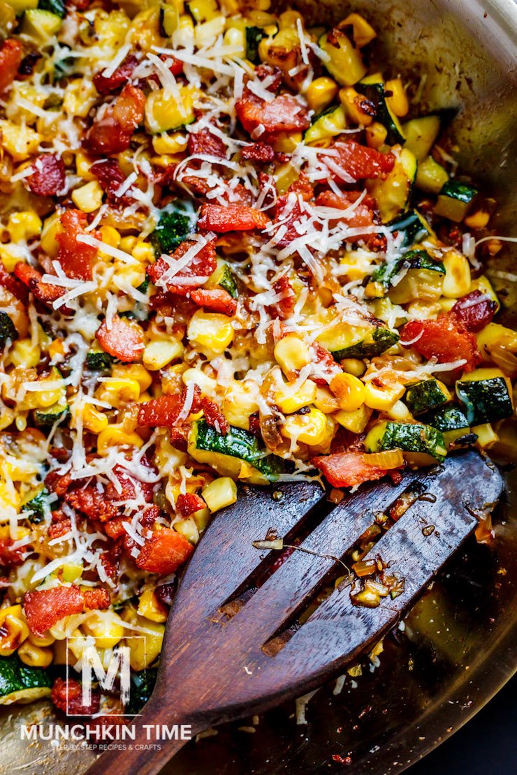 Bacon Corn Zucchini Parmesan