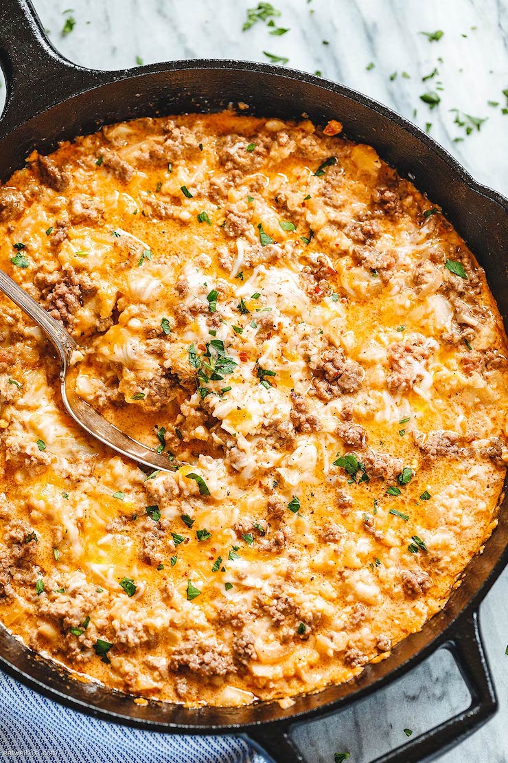 Creamy Ground Beef & Cauliflower Rice Casserole