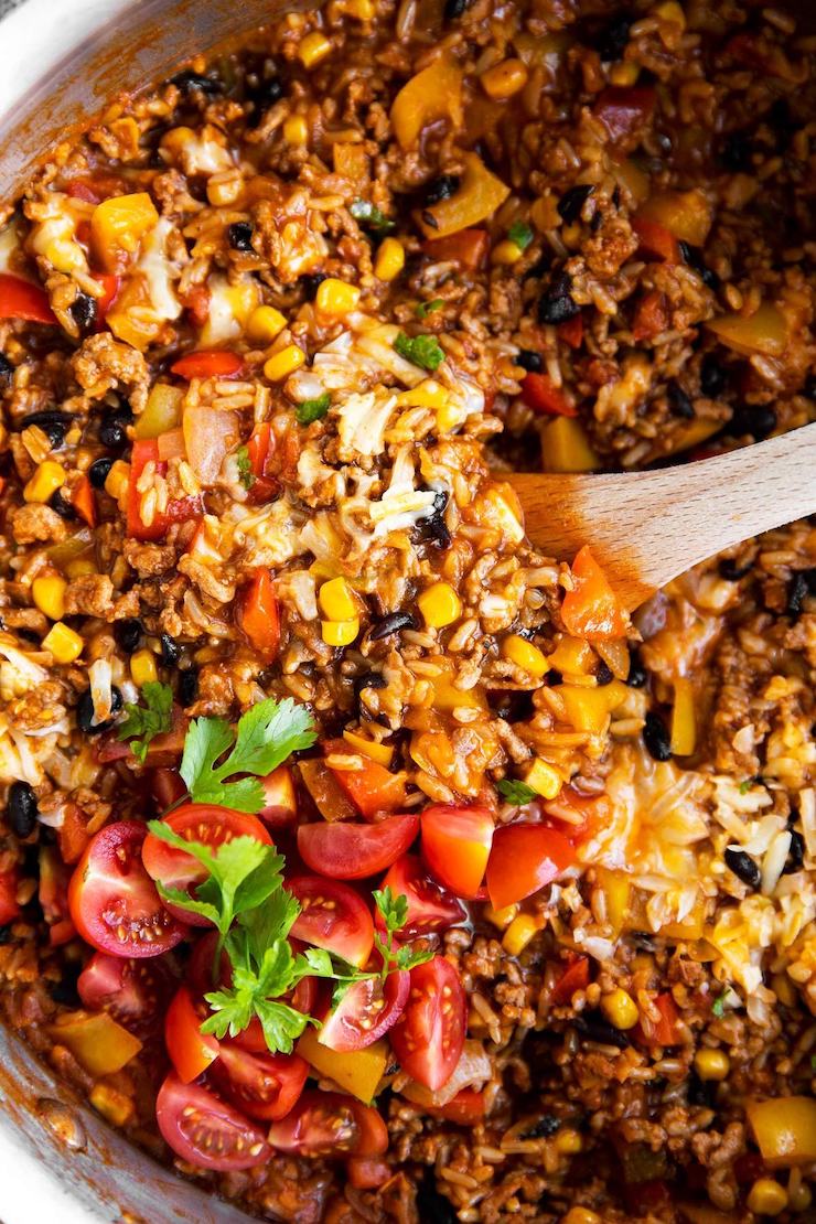 Mexican Beef and Rice Skillet