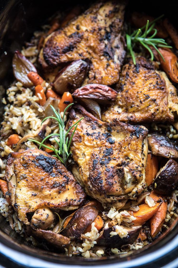Slow Cooker Herbed Chicken And Rice Pilaf